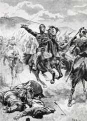 Edward the Black Prince at the Battle of Creçy on 26th August 1346 in the Hundred Years War: picture by Walter Stanley Paget