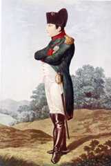 Emperor Napoleon in undress coat of the Chasseurs à Cheval of the Guard: Battle of Benevente on 29th December 1808 in the Peninsular War