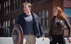 Chris Evans and Scarlett Johansson in Captain America: The Winter Soldier