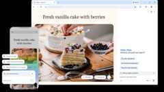 A pop-up over a cake recipe webpage asks how Gemini in Chrome can help. The feature is on both desktop and mobile.