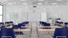 classroom with connected vectors and dots