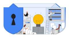 Illustration of people working on securing products