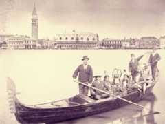 Buffalo Bill and others in gondola, Venice
