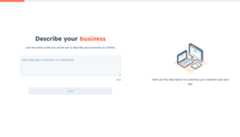 HubSpot AI website generator showing text field to describe your business.