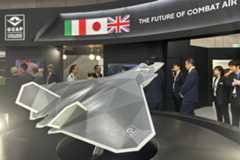 A concept model of the Global Air Combat Program fighter jet on display at the Defense and Security Equipment International Japan conference in Chiba last May A concept model of the Global Air Combat Program fighter jet on display at the Defense and Security Equipment International Japan conference in Chiba last May