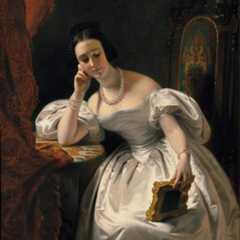 Claude-Marie Dubufe - Jeune fille au portrait (années 1830) Claude-Marie Dubufe - Jeune fille au portrait (années 1830)