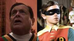 Split image of Burt Ward in Crisis and the younger Ward as Robin