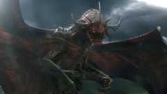 Dweller in Darkness flying in stormy skies