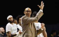 UCF Men’s Basketball UCF coach Johnny Dawkins reacts during a play as the Knights faced Oakland on Nov. 17, 2025. UCF took on Quinnipiac on Tuesday night. (Ricardo Ramirez Buxeda/Orlando Sentinel)