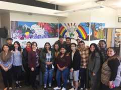 Diverse group of students posing together in the Rock Creek Multicultural Center