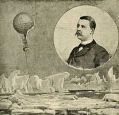 Andree portrait of a polar explorer with balloon illustration
