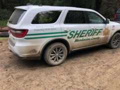 6DCDF14F-9A33-4CFF-BB4B-82367098BD7A A Mendocino County Sheriff's Office vehicle at the scene of the search for a suspect Sunday, Jan. 19, 2020. (MENDOCINO COUNTY SHERIFF'S OFFICE/ FACEBOOK)