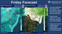 weatherstory021326AM The National Weather Service forecast issued Friday morning calls for a chance of snow Friday night, Feb. 13, 2026. (Courtesy of National Weather Service)