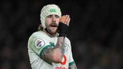 22 November 2025; Mack Hansen of Ireland during the Quilter Nations Series 2025 match between Ireland and South Africa at the Aviva Stadium in Dublin. Photo by Brendan Moran/Sportsfile 22 November 2025; Mack Hansen of Ireland during the Quilter Nations Series 2025 match between Ireland and South Africa at the Aviva Stadium in Dublin. Photo by Brendan Moran/Sportsfile