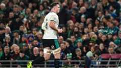 22 November 2025; James Ryan of Ireland leaves the pitch after being shown a yellow card by referee Matthew Carley, not pictured, during the Quilter Nations Series 2025 match between Ireland and South Africa at the Aviva Stadium in Dublin. Photo by David 22 November 2025; James Ryan of Ireland leaves the pitch after being shown a yellow card by referee Matthew Carley, not pictured, during the Quilter Nations Series 2025 match between Ireland and South Africa at the Aviva Stadium in Dublin. Photo by David