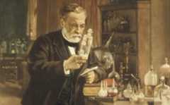 painting of Louis Pasteur in his lab