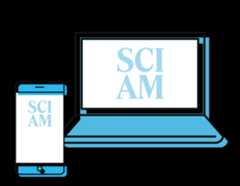 A laptop and a mobile phone displaying the SciAm logo