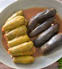 Stuffed Zucchini and Eggplant (Koosa Mahshi)