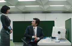 Dichen Lachman and Adam Scott in 'Severance' Season 2