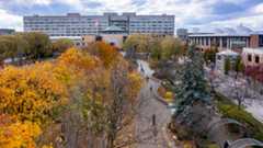Vari Hall and Keele Campus in the autumn
